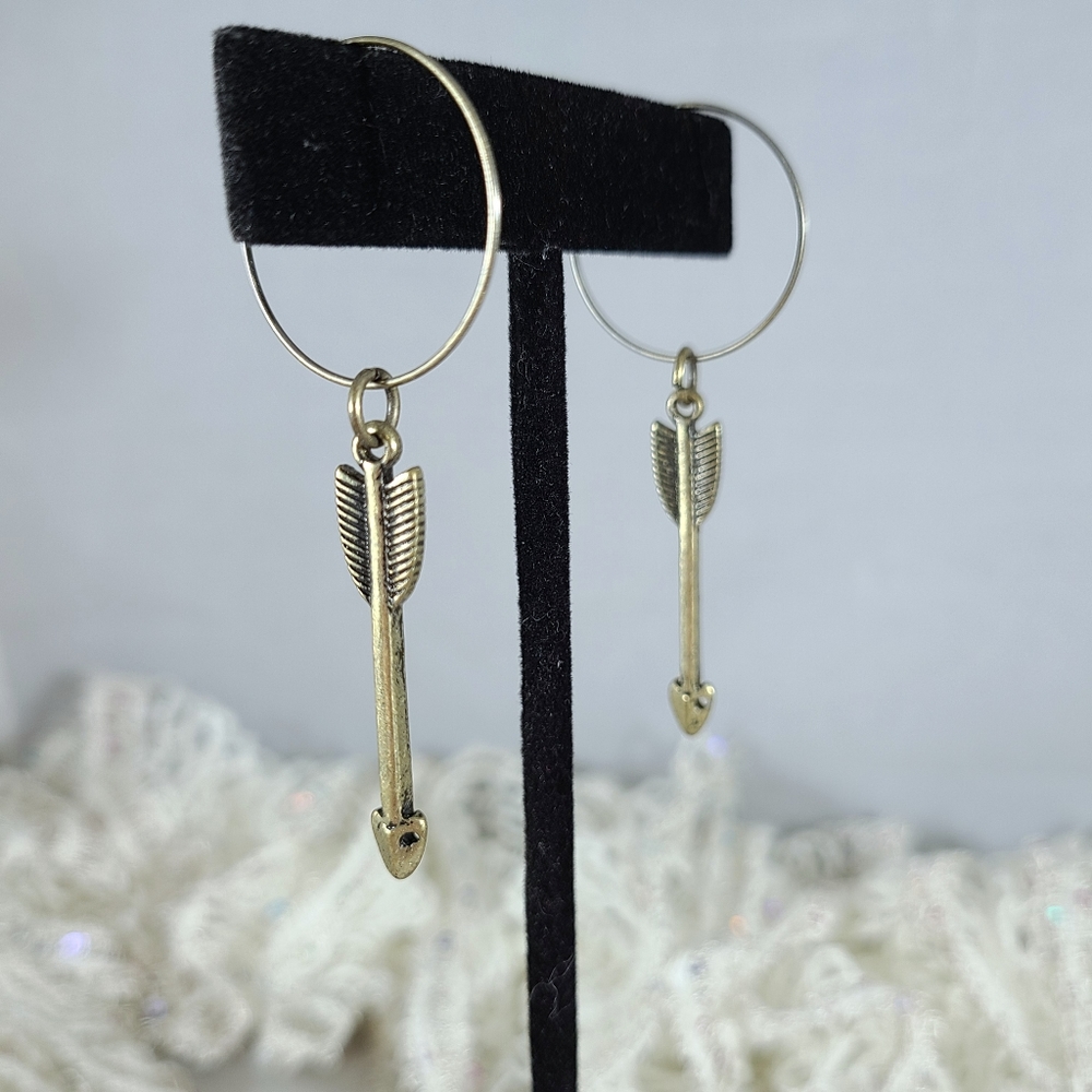 Arrow Hoop Earrings Brass Color